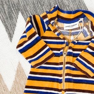Mini Rodini Velour Stripe Onesie